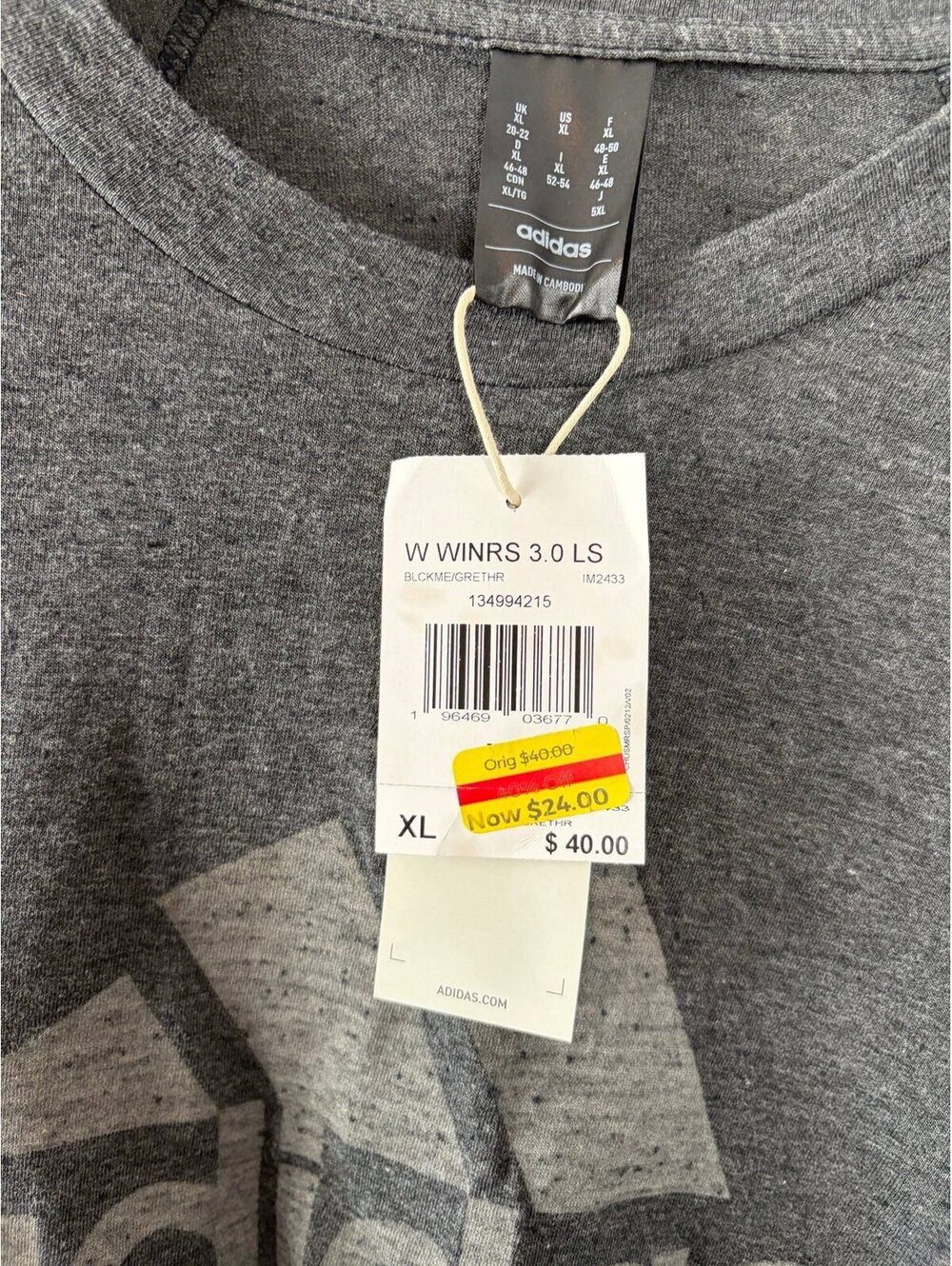 NWT Adidas women's grey long sleeve size XL - Picture 2 of 3